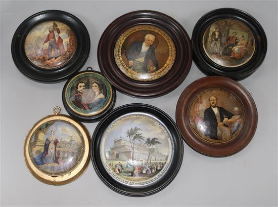 Six Victorian pot lids PLEASE NOTE a reproduction Napoleon III and Empress Eugenie pot lid